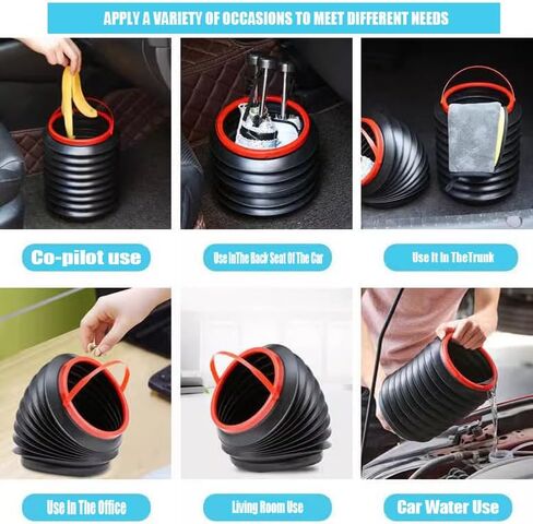 1Pcs Travel Collapsible Car Trash Bucket Can Bin,Leak Proof, Automotive Container,Foldable Garbage Can Camping for Gardening，Storage for Front Back Seat Accessories for Auto Office Home in Saudi Arabia