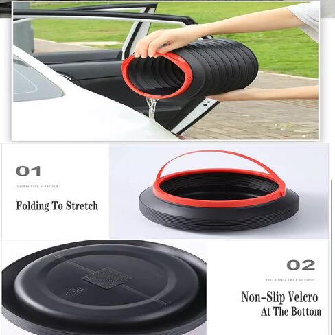 1Pcs Travel Collapsible Car Trash Bucket Can Bin,Leak Proof, Automotive Container,Foldable Garbage Can Camping for Gardening，Storage for Front Back Seat Accessories for Auto Office Home in Saudi Arabia