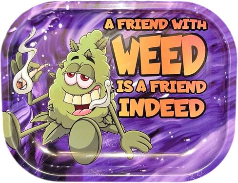Rolling Tray - Small Metal Rolling Tray - Cute - Perfect Storage for Home or On-The-Go-Small Size - 7'' x 5.5'', Multiple Variations (Enjoy Cannabis) in Saudi Arabia
