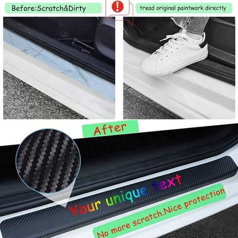 Custom Car Door Sill Protector Personalized Text/Logo Decal Decorative Carbon Fiber Anti-Scratch Sticker Entry Guard Décor in Saudi Arabia