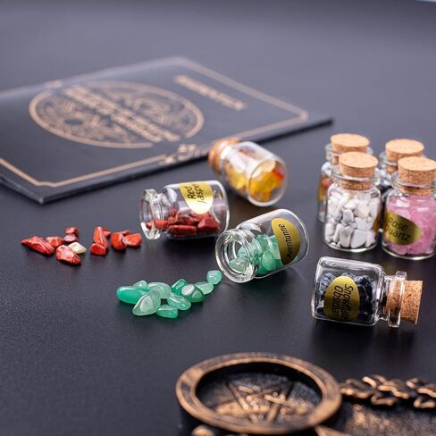 مجموعة كريستال علاجي مكونة من 16 قطعة في زجاجات زجاجية صغيرة - تشكيلة ممتازة من الأحجار الكريمة للريكي والتأمل والحرف اليدوية والديكور، أ، 16 برطمانًا in Kuwait