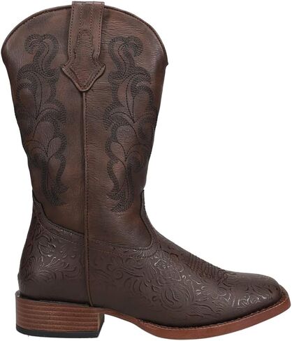 ROPER Womens Kacey Embroidered Square Toe Casual Boots Mid Calf Low Heel 1-2" - Brown in Saudi Arabia
