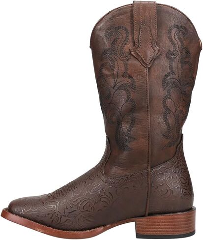 ROPER Womens Kacey Embroidered Square Toe Casual Boots Mid Calf Low Heel 1-2" - Brown in Saudi Arabia