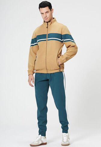 HUNGSON Men's Sweatshirt Suit 2 Piece Outfit Casual Zipper Jackets Sports Jogging Tracksuits Set in Kuwait