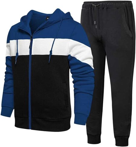 HUNGSON Men's Sweatshirt Suit 2 Piece Outfit Casual Zipper Jackets Sports Jogging Tracksuits Set in Kuwait