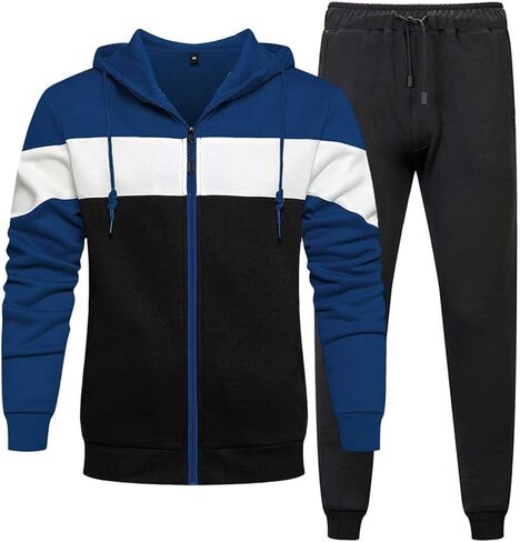 HUNGSON Men's Sweatshirt Suit 2 Piece Outfit Casual Zipper Jackets Sports Jogging Tracksuits Set in Kuwait