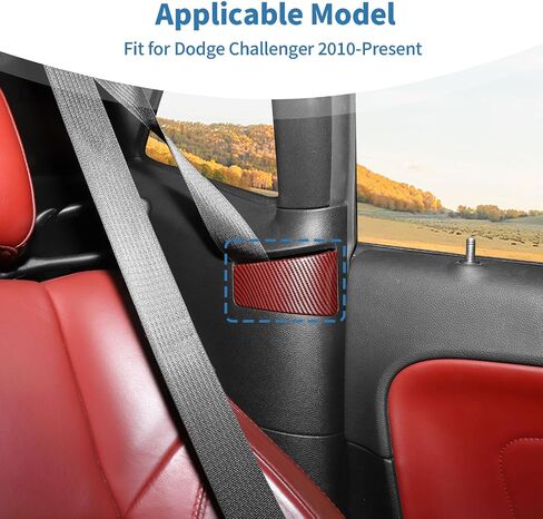 for Challenger Seat Belt Trim Cover Fit for Dodge Challenger 2010-2023 Red Carbon Fiber Interior Accessories 2pcs in Saudi Arabia