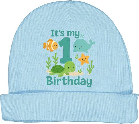 inktastic First Birthday Sea Creatures Celebration Baby Beanie Hat in Saudi Arabia
