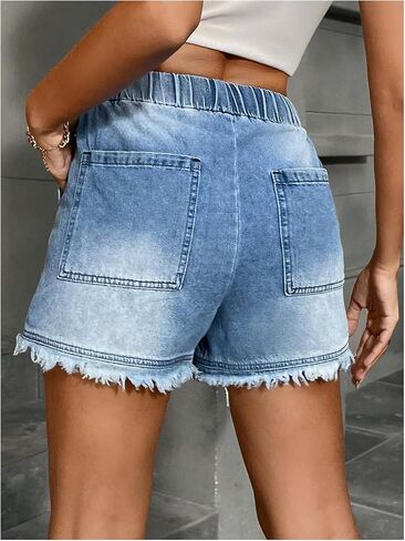 Verdusa Women's Washed Denim Jorts Summer Vacation Jean Shorts with Pockets in Saudi Arabia