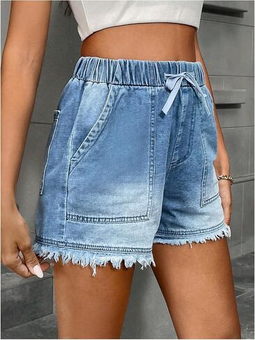 Verdusa Women's Washed Denim Jorts Summer Vacation Jean Shorts with Pockets in Saudi Arabia