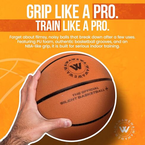 WAWAWEWA The Official Silent Basketball + (New) | Size 7 (29.5") ; Grooved Airless Foam Basketball for Quiet Dribbling and Indoor Training in Kuwait