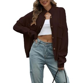 Sweater Cardigan Women Long Sleeve Fall Button Down Knit Tops Casual Loose Outerwear Coats in Saudi Arabia