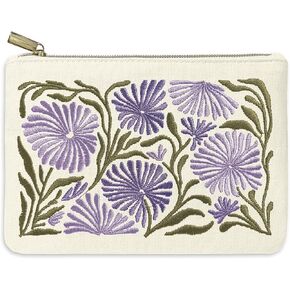 Lady Jayne Women’s Accessory Pouch with Embroidered Design, Zipper, Lining and Tassel – Bag for Makeup, Travel, or Daily Essentials, 8" x 5.5" – Wildflower Meadow Floral (82048) in Kuwait