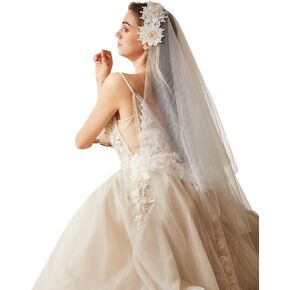 Boho Juliet Cap Bridal Veil with Golden Flower, Two Tier Ivory Wedding Juliet Cap Veil with Blusher, Cressida Veil in Saudi Arabia
