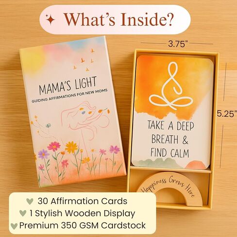 New Mom Affirmation Cards with Stand, 3.75" x 5.25" (Pack of 30), Postpartum Gift for New Mom Self Care in Saudi Arabia