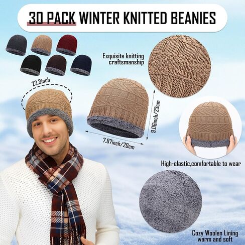 JenPen 90x Winter Beanie Hats Scarf Gloves Bulk Unisex Winter Fleece Lined Caps Long Scarf Touchscreen Glove for Men Women in Saudi Arabia