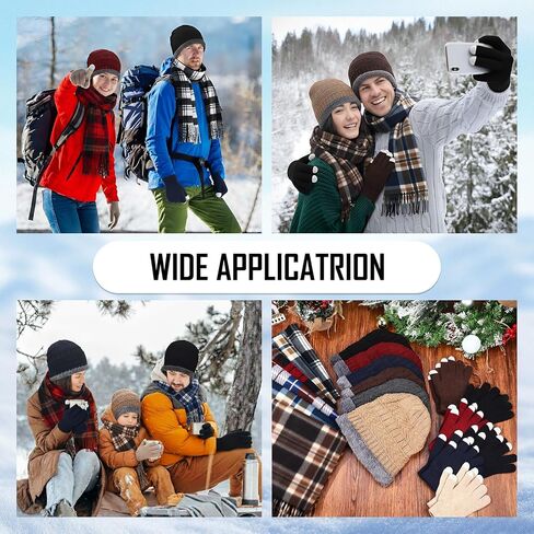 JenPen 90x Winter Beanie Hats Scarf Gloves Bulk Unisex Winter Fleece Lined Caps Long Scarf Touchscreen Glove for Men Women in Saudi Arabia