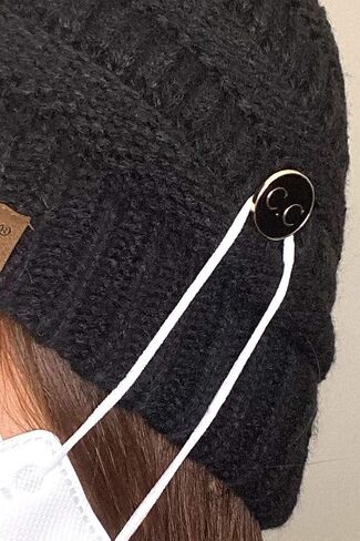 ScarvesMe Women Men Solid Color Ribbed Beanie Hat with Button for Mask in Kuwait