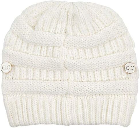 ScarvesMe Women Men Solid Color Ribbed Beanie Hat with Button for Mask in Kuwait