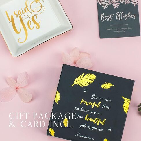 Ring Dish for Engagement, Ceramic Jewelry Dish, Trinket Dish Tray, Jewelry Organizer, Gift Box & Card Included, Perfect for Anniversary/Valentine's Day/Wedding - I Said Yes in Saudi Arabia