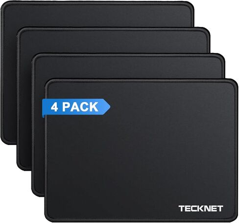 TECKNET 3 Pack Mouse Pad with Anti-fray Stitching, Waterproof Surface & Non-Slip Rubber Base with Stitched Edges Gaming Mouse Mat for Laptop，Compatible with Laser and Optical Mice - Black in Kuwait