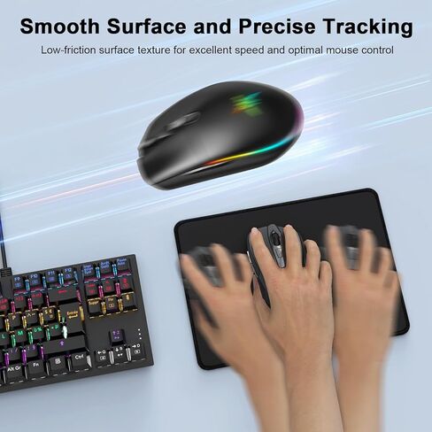 TECKNET 3 Pack Mouse Pad with Anti-fray Stitching, Waterproof Surface & Non-Slip Rubber Base with Stitched Edges Gaming Mouse Mat for Laptop，Compatible with Laser and Optical Mice - Black in Kuwait