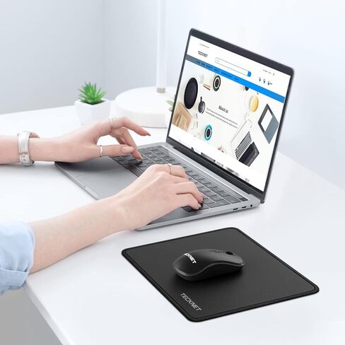 TECKNET 3 Pack Mouse Pad with Anti-fray Stitching, Waterproof Surface & Non-Slip Rubber Base with Stitched Edges Gaming Mouse Mat for Laptop，Compatible with Laser and Optical Mice - Black in Kuwait