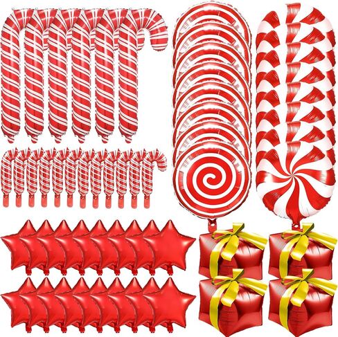 50 Pieces Large Christmas Candy Foil Balloons White and Pink Candy Cane Balloons Square Cube Foil Balloons for Christmas Candies Theme Party Decoration Birthday Party Supplies in Saudi Arabia