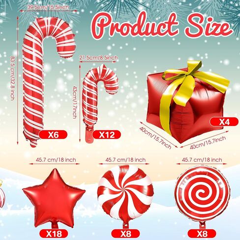 50 Pieces Large Christmas Candy Foil Balloons White and Pink Candy Cane Balloons Square Cube Foil Balloons for Christmas Candies Theme Party Decoration Birthday Party Supplies in Saudi Arabia