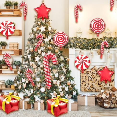 50 Pieces Large Christmas Candy Foil Balloons White and Pink Candy Cane Balloons Square Cube Foil Balloons for Christmas Candies Theme Party Decoration Birthday Party Supplies in Saudi Arabia