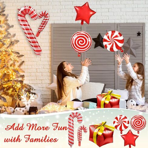 50 Pieces Large Christmas Candy Foil Balloons White and Pink Candy Cane Balloons Square Cube Foil Balloons for Christmas Candies Theme Party Decoration Birthday Party Supplies in Saudi Arabia