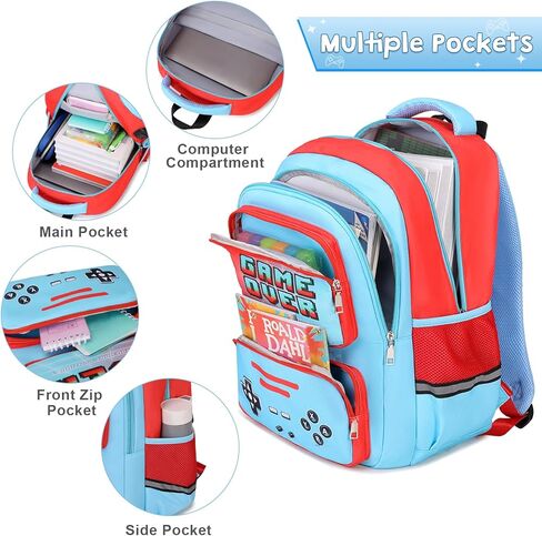 Gamer Backpack for Boys - Cool Luminous School Backpack for Boys with Lunch Bag Pencil Case - Kids Elementary Middle School Book Bags for Teen with USB Charging Port (Black in Kuwait