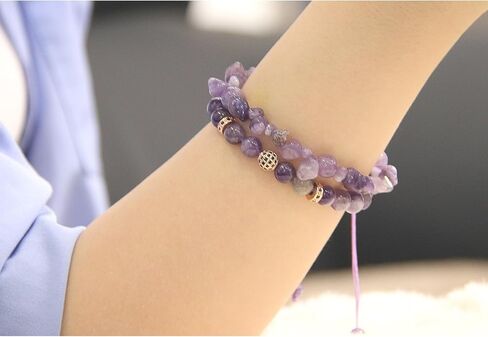 قطعتين من الأساور للنساء والرجال - أساور من الخرز والكريستال وأحجار الشفاء مصنوعة يدويًا من الأحجار الكريمة الطبيعية مجوهرات هدايا فريدة للرجال والنساء in Kuwait