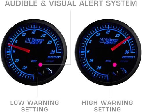 مقياس سرعة الدوران GlowShift Elite 10 ألوان 10,000 دورة في الدقيقة - يتضمن ضوء تحذير مجاني - لمحركات تعمل بالغاز من 1 إلى 10 أسطوانات - قرص أسود - عدسة ملونة - وظيفة استدعاء الذروة - 2-1/16 بوصة 52 مم in Kuwait