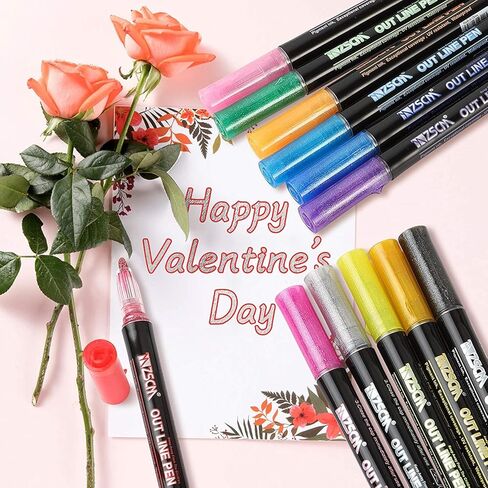 20 قطعة من أقلام التحديد التفصيلية، قلم تحديد للتظليل، مجموعة أقلام تحديد الخطوط العريضة ذات الخط المزدوج، علامات طلاء معدنية لأقلام الورق السوداء وعلامات لامعة ومستلزمات سجل القصاصات in Kuwait