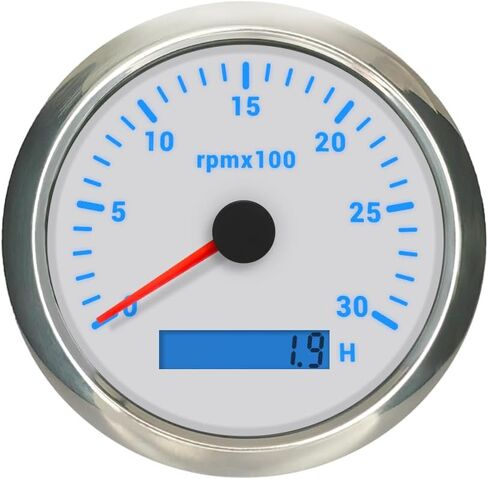85mm Diesel Engine 24V Tachometer 3K RPM Gauge Hourmeter with 7 Adjustable Backlights for Auto Car Marine Boat (Black&Silver, 0-3000RPM) in Saudi Arabia
