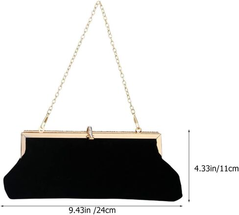 LOGOFUN Velvet Bag Rhinestone Elegant Handbag Women Wedding Party Evening Clutch Bag (Black) in Saudi Arabia