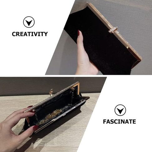 LOGOFUN Velvet Bag Rhinestone Elegant Handbag Women Wedding Party Evening Clutch Bag (Black) in Saudi Arabia