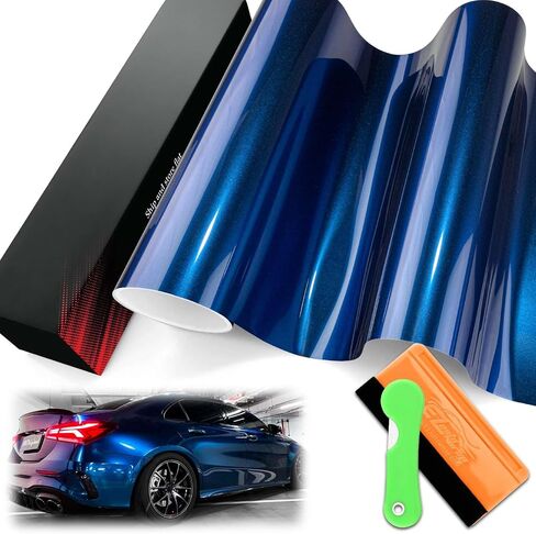 1FTx5FT PET Super Gloss Metallic Shadow Blue High Glossy Vinyl Wrap Auto Car Sticker Decal Film Sheet Bubble Free Air Release Technology with Tool Set in Saudi Arabia