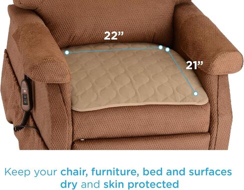 NOVA Waterproof Reusable Underpad for Chair, Seat, Furniture or Bed with Velour Soft Top Layer, Washable Incontinence Seat & Surface Overlay, Super Absorbent, 22" x 21" Size, Blue in Saudi Arabia