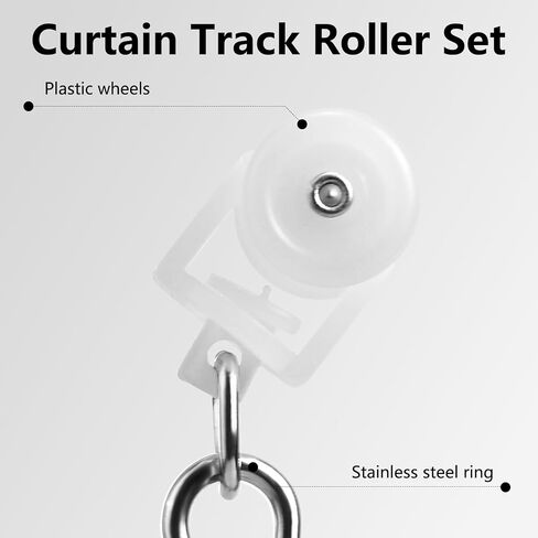 Ceiling Curtain Track Roller Hooks-Room Divider, Durable Stainless Steel Curtain Hooks with Dual Wheel,RV (15 Pack) in Saudi Arabia