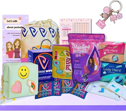 Period Kit for Tweens - First Period Kit for Girls 9-12 10-14 for School- Comfort Fit Feminine Pads Designed for Tween Teens Needs- Period Bags for Teen (Green) in Kuwait