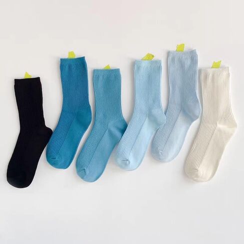 Ribbed Cotton Crew Socks for Women - Stretchy and Comfortable Fit for Everyday Outfits in Saudi Arabia