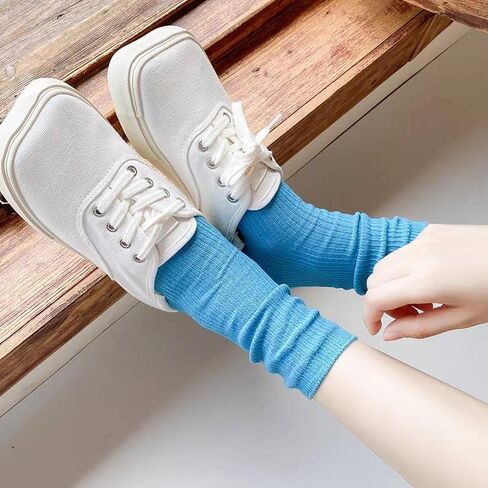 Ribbed Cotton Crew Socks for Women - Stretchy and Comfortable Fit for Everyday Outfits in Saudi Arabia