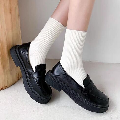 Ribbed Cotton Crew Socks for Women - Stretchy and Comfortable Fit for Everyday Outfits in Saudi Arabia