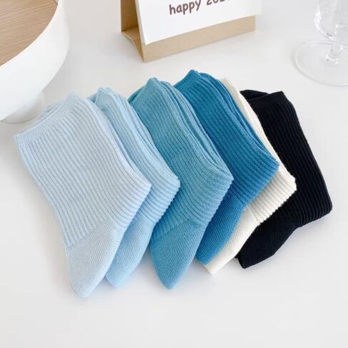 Ribbed Cotton Crew Socks for Women - Stretchy and Comfortable Fit for Everyday Outfits in Saudi Arabia