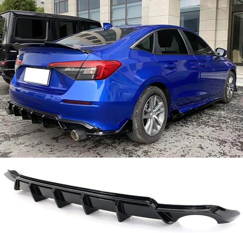 FREEMOTOR802 Compatible with 2022-2024 Honda Civic 4-Door Sedan Rear Bumper Lip Diffuser, PP Polypropylene Gloss Black FE-C Style Rear Valance Canard Spoiler Spats Add-On Guard in Saudi Arabia