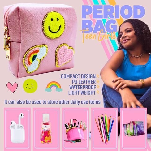 Period Kit for Tweens - First Period Kit for Girls 9-12 10-14 for School- Comfort Fit Feminine Pads Designed for Tween Teens Needs- Period Bags for Teen (Green) in Kuwait