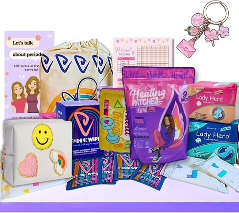 Period Kit for Tweens - First Period Kit for Girls 9-12 10-14 for School- Comfort Fit Feminine Pads Designed for Tween Teens Needs- Period Bags for Teen (Green) in Kuwait