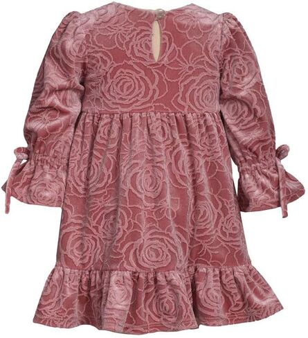 Bonnie Jean Girl's Pink Velvet Long Sleeve Dress for Fall Winter for Baby, Toddler, Little Girls in Saudi Arabia